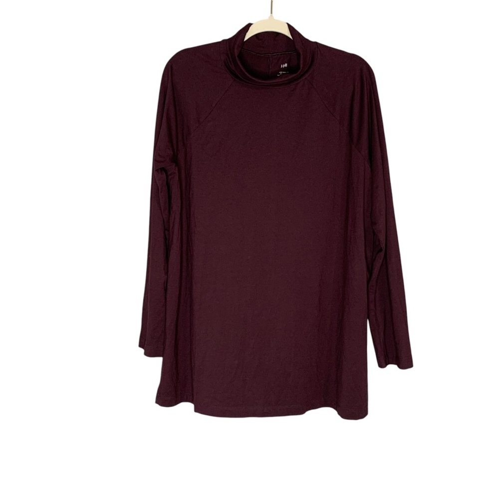 J. Jill Luxe Supima Everyday wine Turtleneck Long Sleeve‎ Tunic. Size L